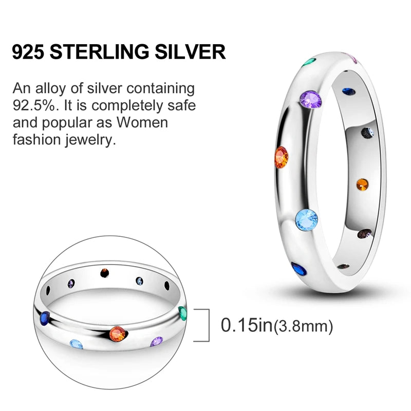 925 Sterling Silver Rings Original Design Blue Zircon Star Moon Finger Rings For Women High Quality Wedding Jewelry Gift