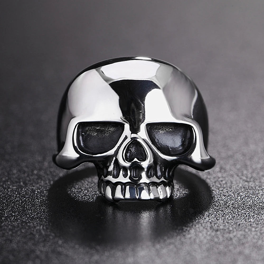 Punk Hochglanzpolierter Edelstahl Piraten-Totenkopf-Ring Für Männer Frauen Gothic Vintage Totenkopf Ringe Modeschmuck Geschenk Dropshipping