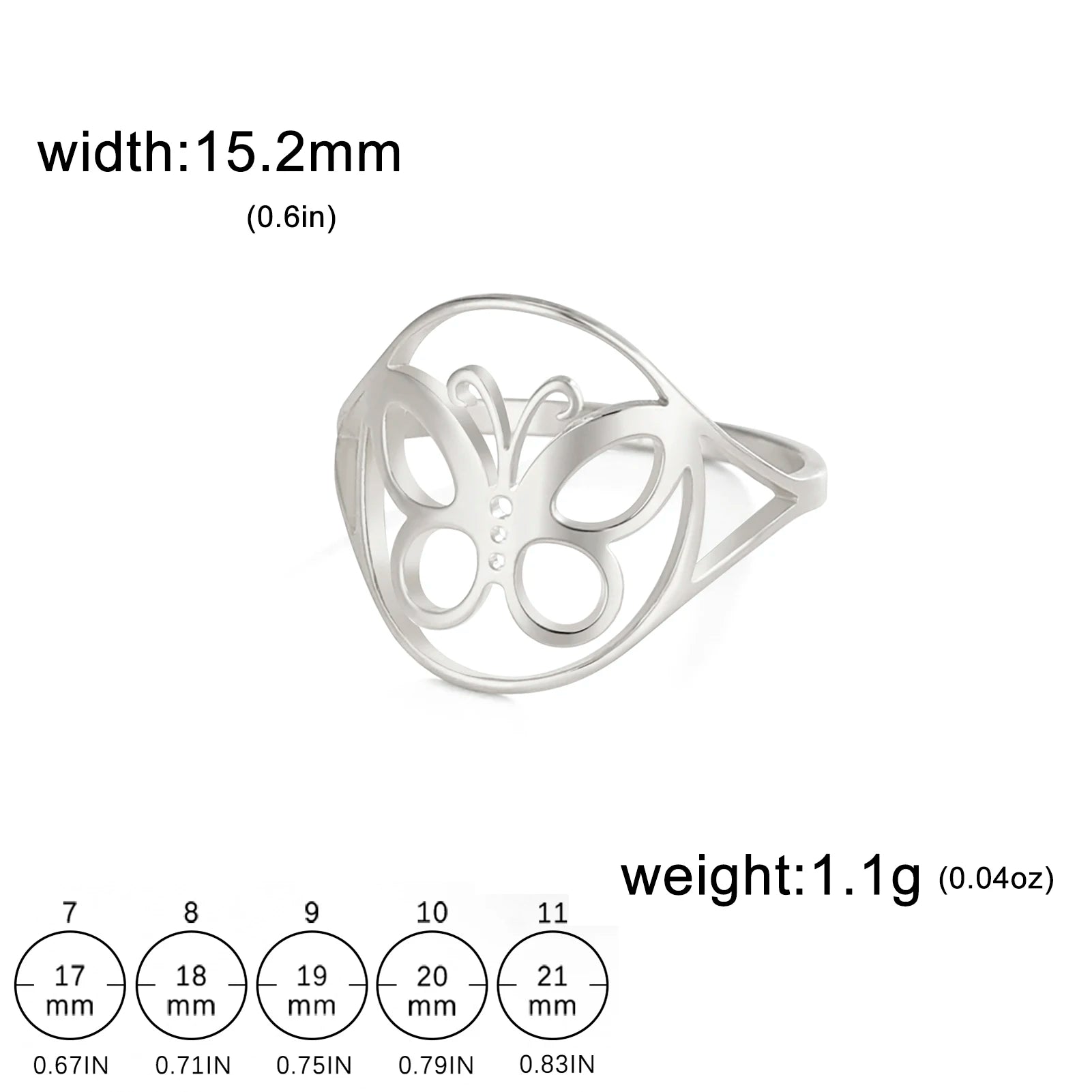 Bague creuse circulaire en forme de papillon Dreamtimes pour femme, bijoux tendance en acier inoxydable, accessoires pour couple, cadeau