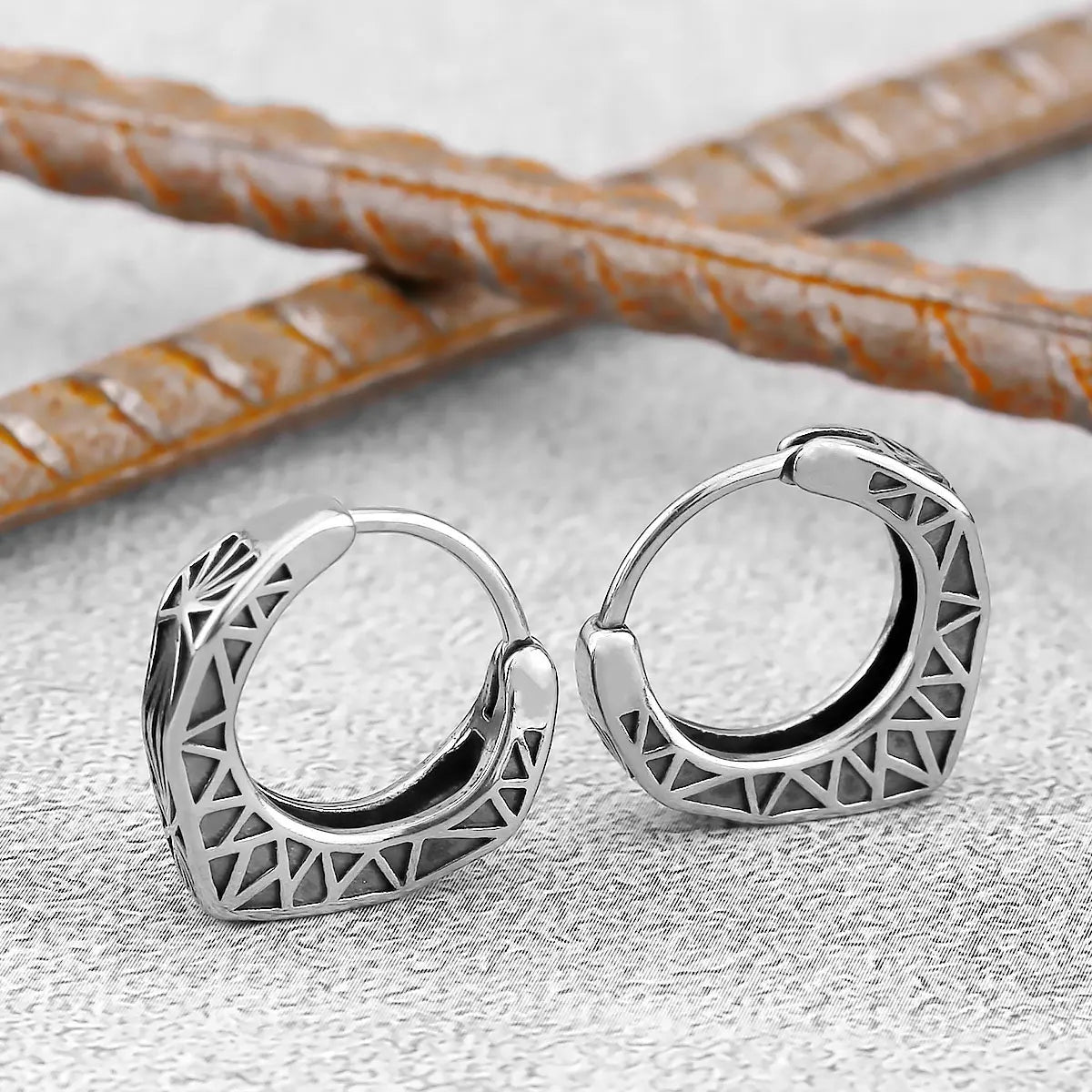 Classic Retro Geometric Pattern Rune Viking Earrings Nordic Men's Jewelry Studs Amulet Party Fashion Teen Gift Accessories