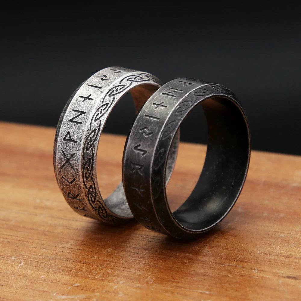 Nordic Vintage Viking Runes Ring For Men Women 316L Stainless Steel Simple Odin Letter Rings Fashion Couple Amulet Jewelry Gifts