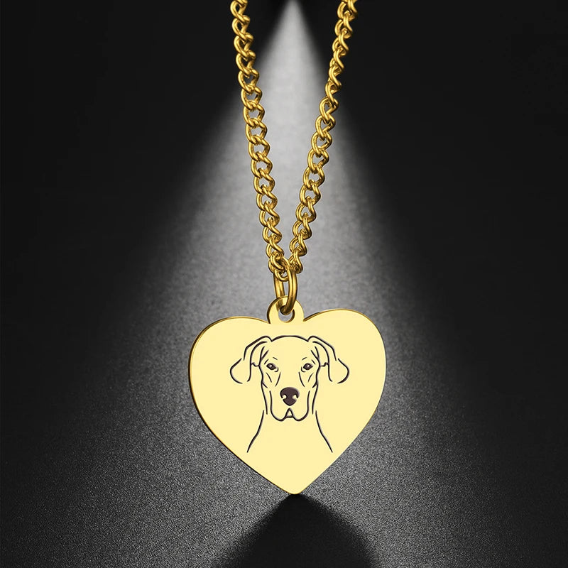 Dreamtimes Cute Pets Dogs Animal Lovely Spotted Dog Heart Pendant Handmade Bulldog Necklace For Women Men Jewelry Accessories