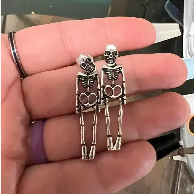 Pendientes colgantes con calavera y esqueleto de Halloween