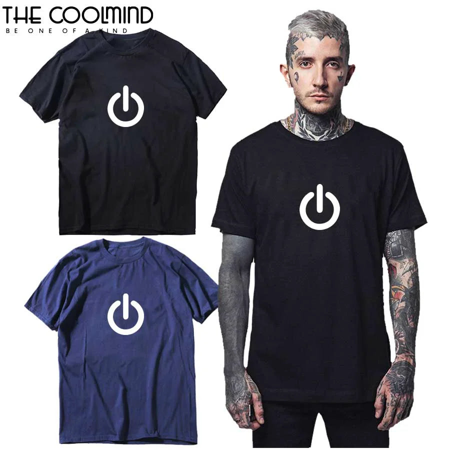 COOLMIND 100% algodón suelto fresco divertido manga corta hombres camiseta casual skate cuello redondo camiseta hombres verano camiseta tops camisetas