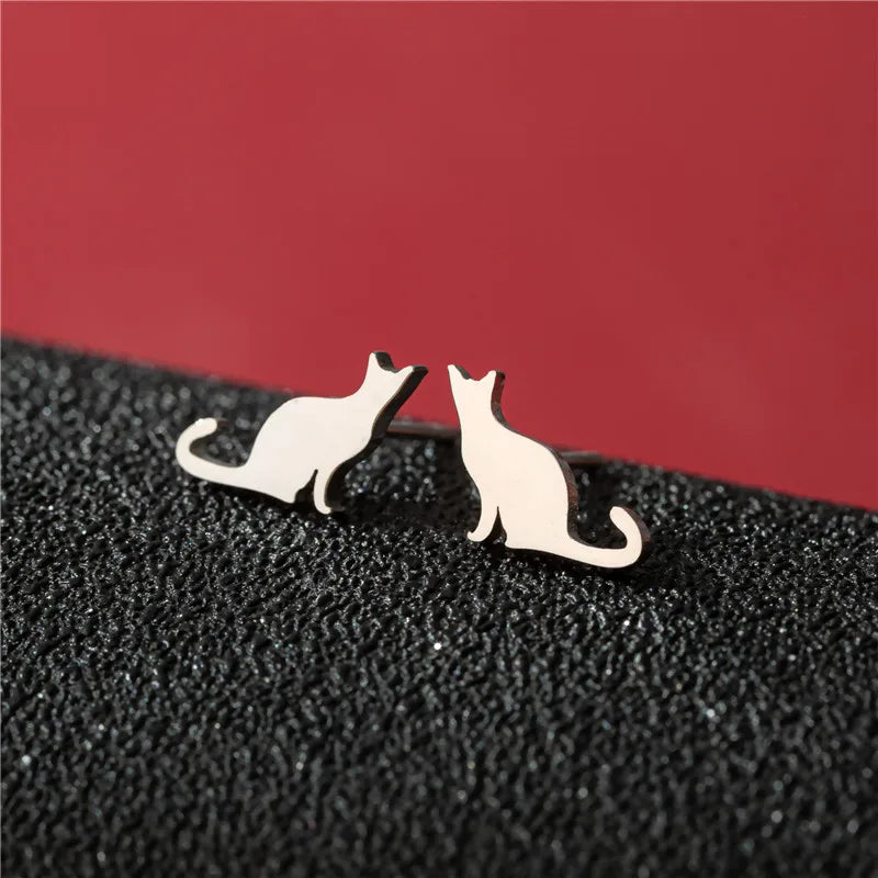 Lovely Small Cat Earrings Women Multiple Animal Stainless Steel Earings Fashion Jewelry Kitten Kitty Ear Studs Girls Gift