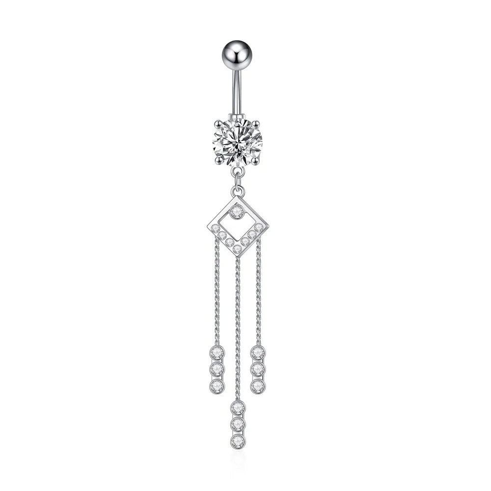 Hot Sexy Dangled Stainless Steel Belly Button Rings 10 Colors Flower Navel Piercing Ombligo Women Earrings Piercing Body Jewelry