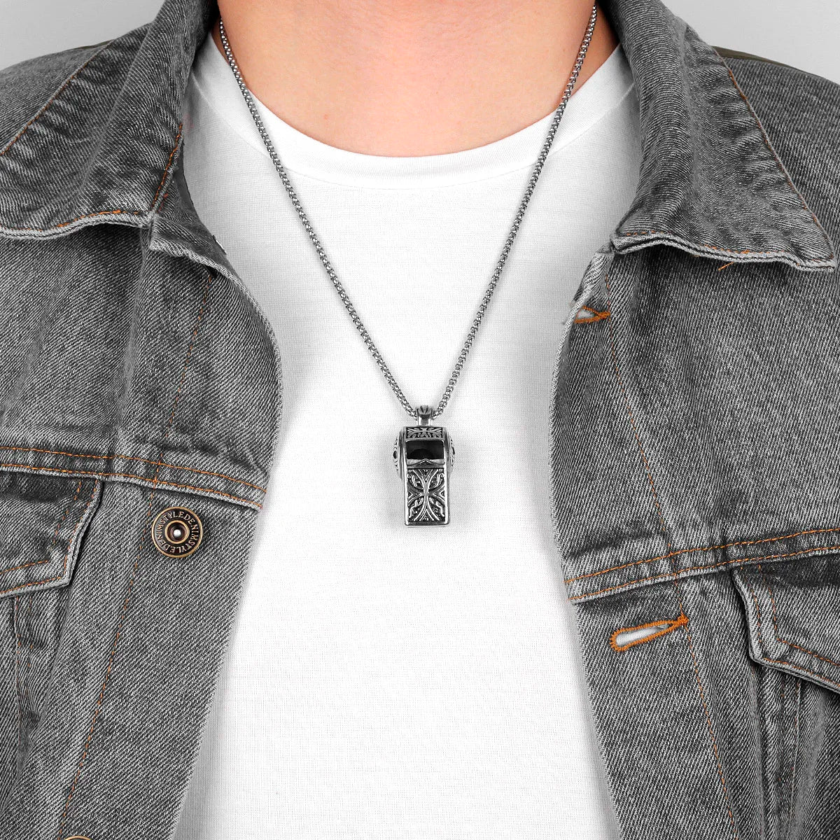 Whistle Vintage Long Men Necklaces Pendants Chain Punk for Boyfriend Male Stainless Steel Jewelry Creativity Gift Wholesale