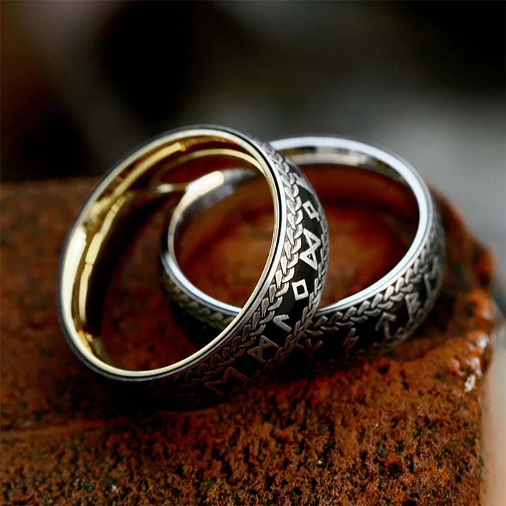 Fashion Vintage Nordic Viking Rune Rings for Men Women 316L Stainless Steel Simple Couple Amulet Ring Jewelry Gifts Dropshipping