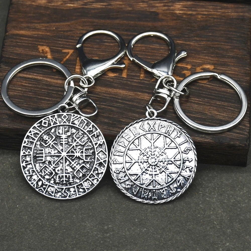 Wikinger Nordische Runen Vegvisir Anhänger Schlüsselanhänger Für Männer Frauen Magische Stäbe Kompass Keying Amulett Talisman Schmuck