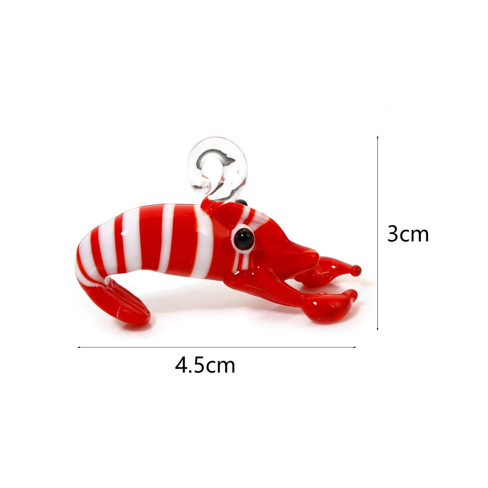 DoreenBeads 1 Piece 3D Red Lobster Stripe Lampwork Glass Ocean Jewelry Pendants DIY Jewelry Making Ornament Aquarium Decoration