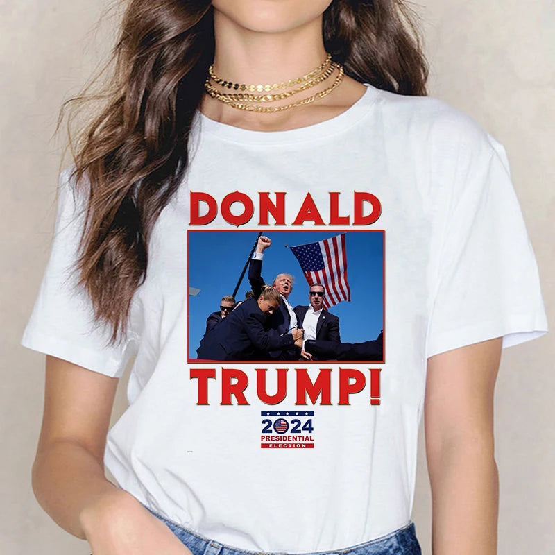 Donald Trump 2024 Merchandise Graphic Tee Shirt Harajuku Y2k Tops Funny Mange Gothic Tshirt Women Fashion T-shirt Clothes Femme