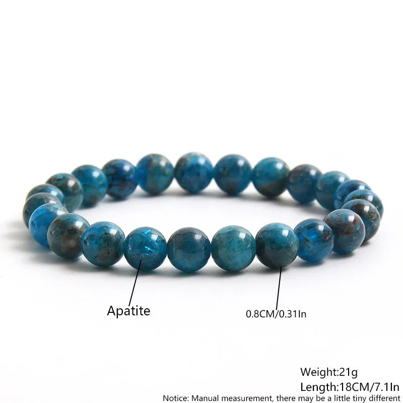 1 Pc Blue Apatite Beaded Bracelet, Gemstone Jewelry for Healing & Meditation, Perfect Gift for Employee Appreciation & Christmas