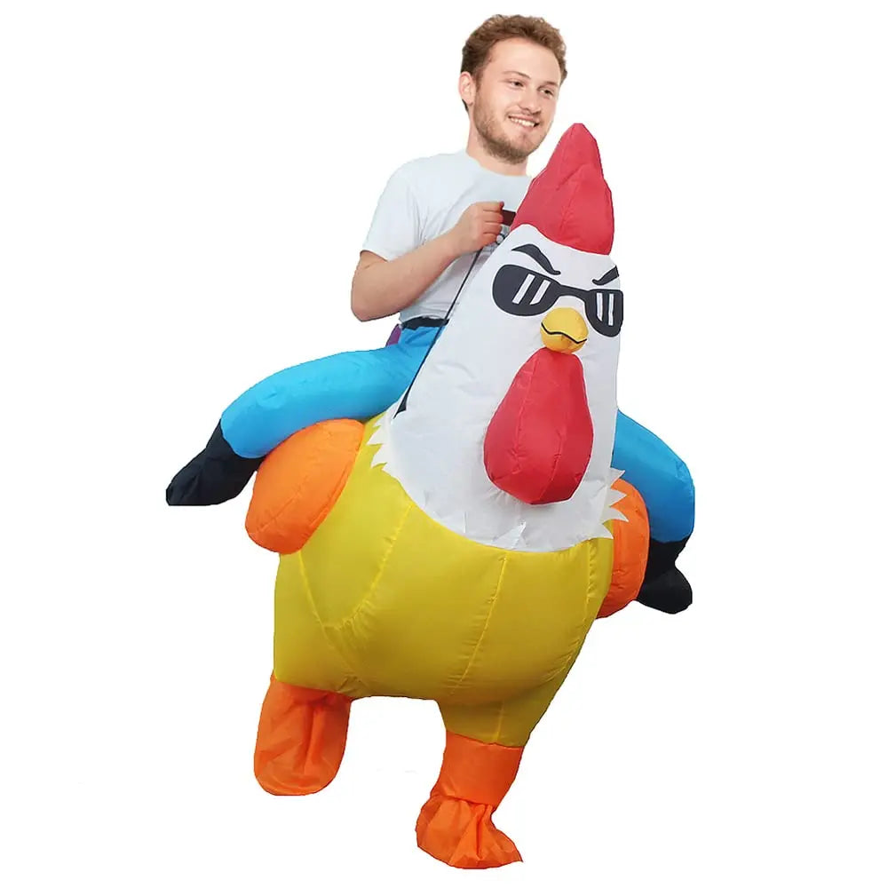 Inflatable Rooster Costume for Adult Kids Fancy Blow Up Suit for Halloween Cosplay Party Funny Costumes Carnival Mascot Dress Up