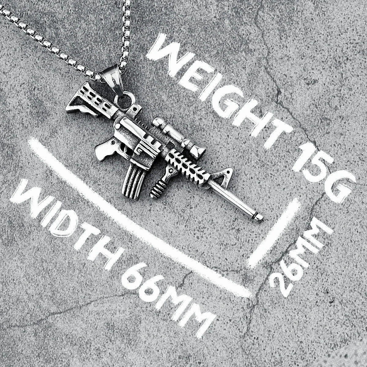 Hip Hop Rap Carbine Necklace 316L Stainless Steel Men M16 M4 Pendant Chain Rock Punk for Boyfriend Biker Rider Jewelry Best Gift