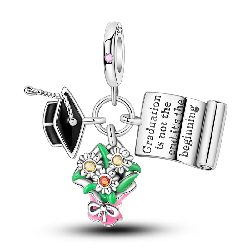 New 925 Sterling Silver Cross Love Clover Castle Elephant Beads Charms Fit Original Pandora Bracelets Women Jewelry DIY Gift