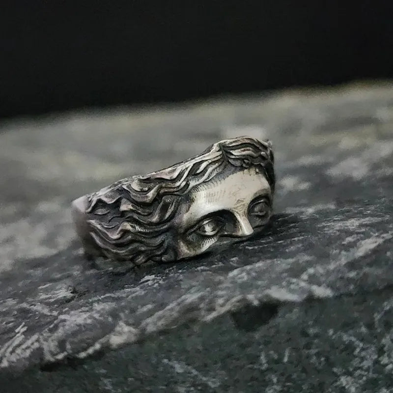 Retro Half Face Venus Ring For Men Women Greek Mythology Vintage Punk Gothic Art Open Ring Unisex Accessories Designer Jewelry