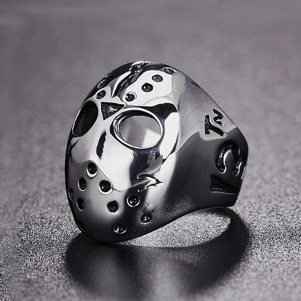 Fashion Unique Jason Mask Ring for Male Boy Punk Hip Hop 316L Stainless Steel Rings Motorcycle Amulet Jewelry Gift Wholesale