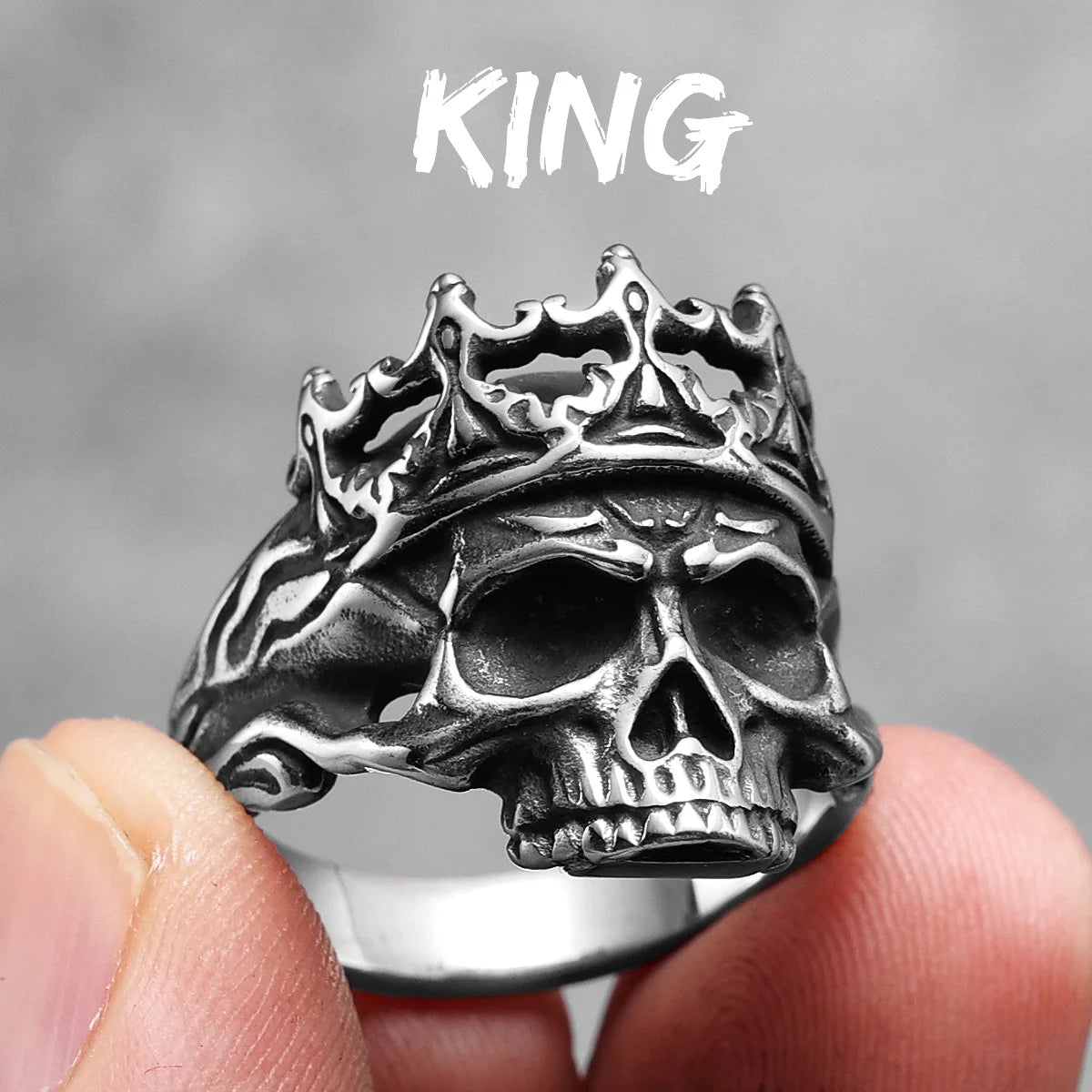 Vintage Punk Gothic All Skull Head Series Stainless Steel Womens Mens Rings Unique for Biker Jewelry Creativity Gift Wholesale