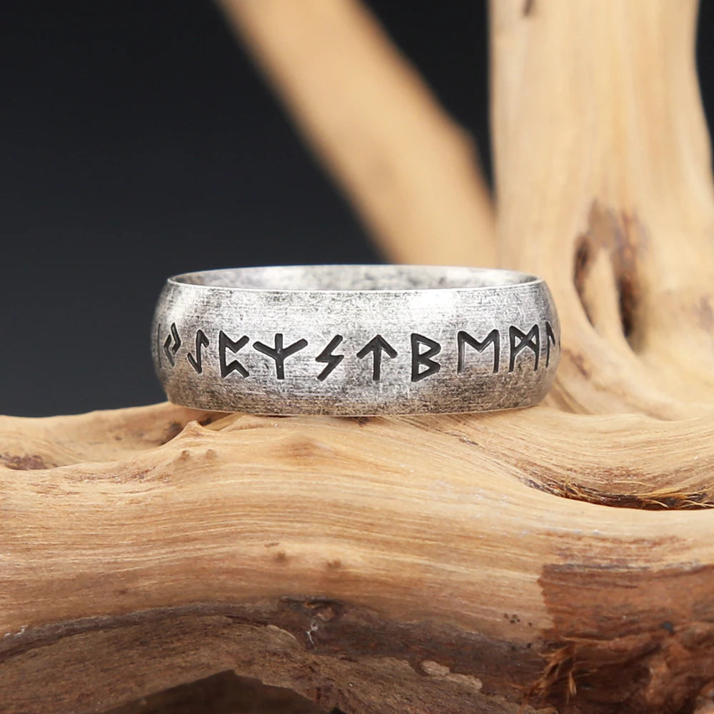 Vintage Viking Nordic Runes Ring Men's Antique Stainless Steel Silver Color Fashion Amulet Jewelry Couple&Wedding Gift Wholesale