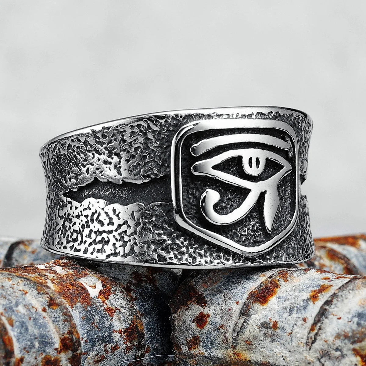 Egypt Eye of Horus Ring 316L Stainless Steel Vintage Men Rings Punk for Male Boyfriend Biker Jewelry Creativity Gift Wholesale