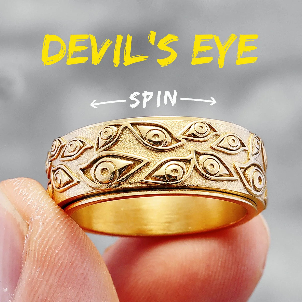 Devil Eyes Ring 316L Stainless Steel Men Women Rings Top Quality Rotatable Spin Hip Hop Rap for Jewelry Best Gift Dropshipping