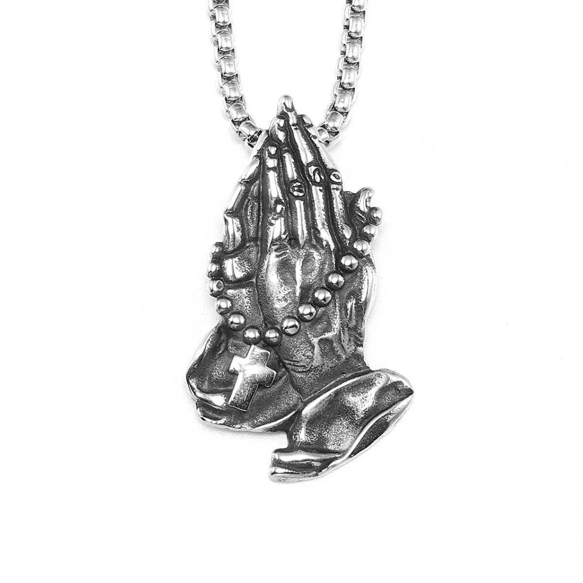 Pendentifs de prière rétro Collier de prière en croix en acier inoxydable 316L pour hommes et femmes Chaîne Rock Rap pour hommes Bijoux Cadeau de Noël en gros