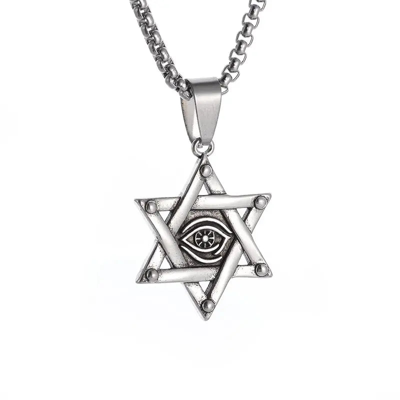 New Fashion Zircon Star of David Pendant Men Women Trend Charm Hexagonal Star Necklace Daily Casual Jewelry Gift