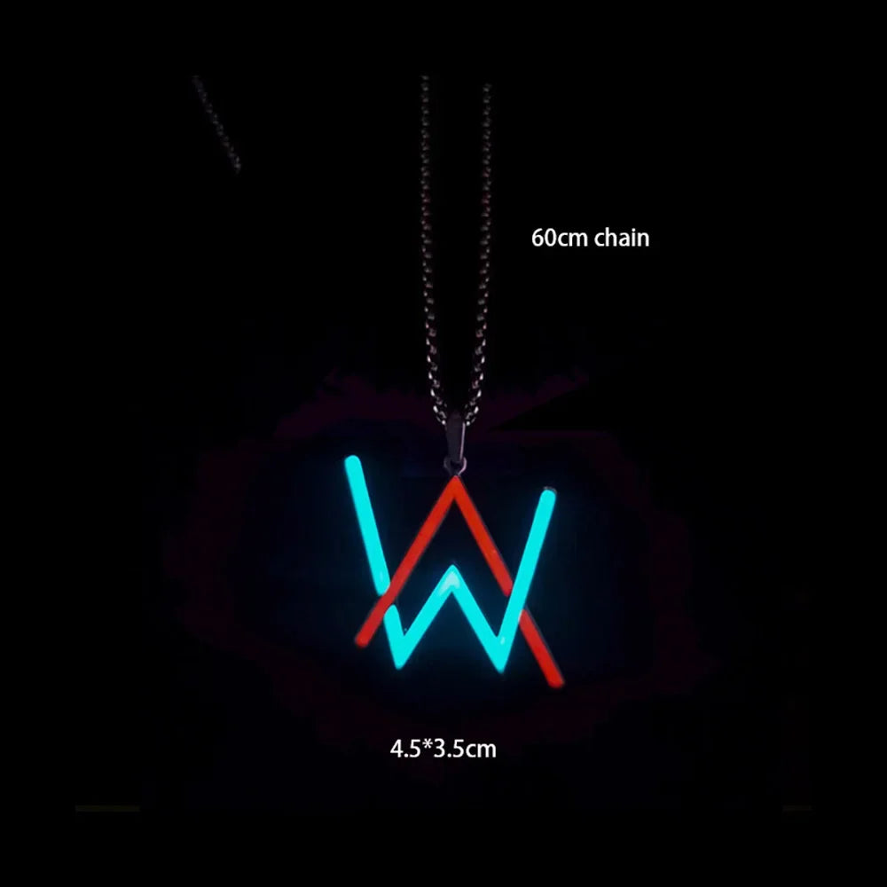 Novel Luminous Glowing Butterfly Pendant Hexagram Stainless Steel Glow In The Dark Necklace for Women Men Halloween Gift