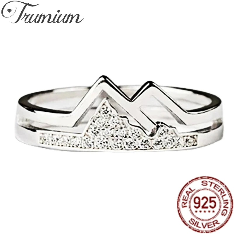 Bagues Trumium 100% argent sterling 925 pour femmes, casquettes de neige, chaîne de montagnes, bague empilable en zircone cubique, bijoux de déclaration, cadeau pour adolescentes