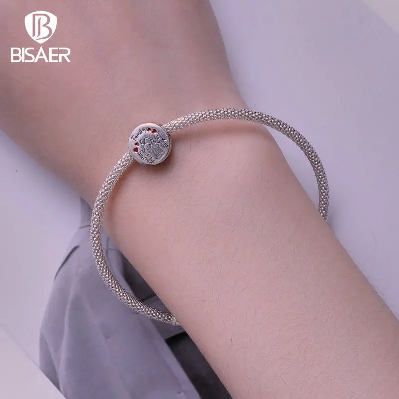 BISAER - Colgante de plata de ley 925 con forma de casa y cuentas redondas para mujer, pulsera, collar, joyería fina, regalo para el día de la madre