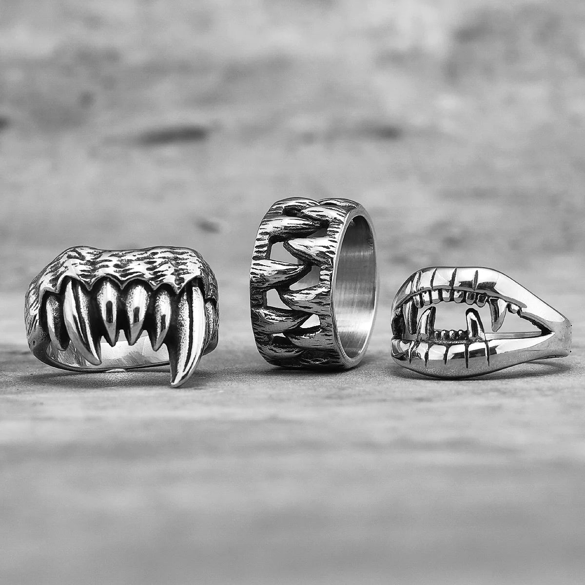 Demon Monster Beast Teeth Stainless Steel Mens Rings Punk Hiphop Unique Trendy for Male Biker Jewelry Creativity Gift Wholesale