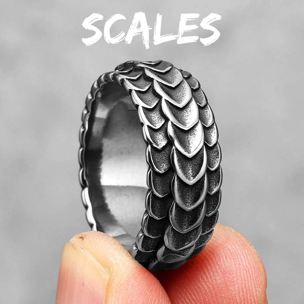 Scale Texture Ring 316L Stainless Steel Rings Men Simplicity Retro Rock Hip Hop Trendy for Boyriend Biker Jewelry Gift Wholesale