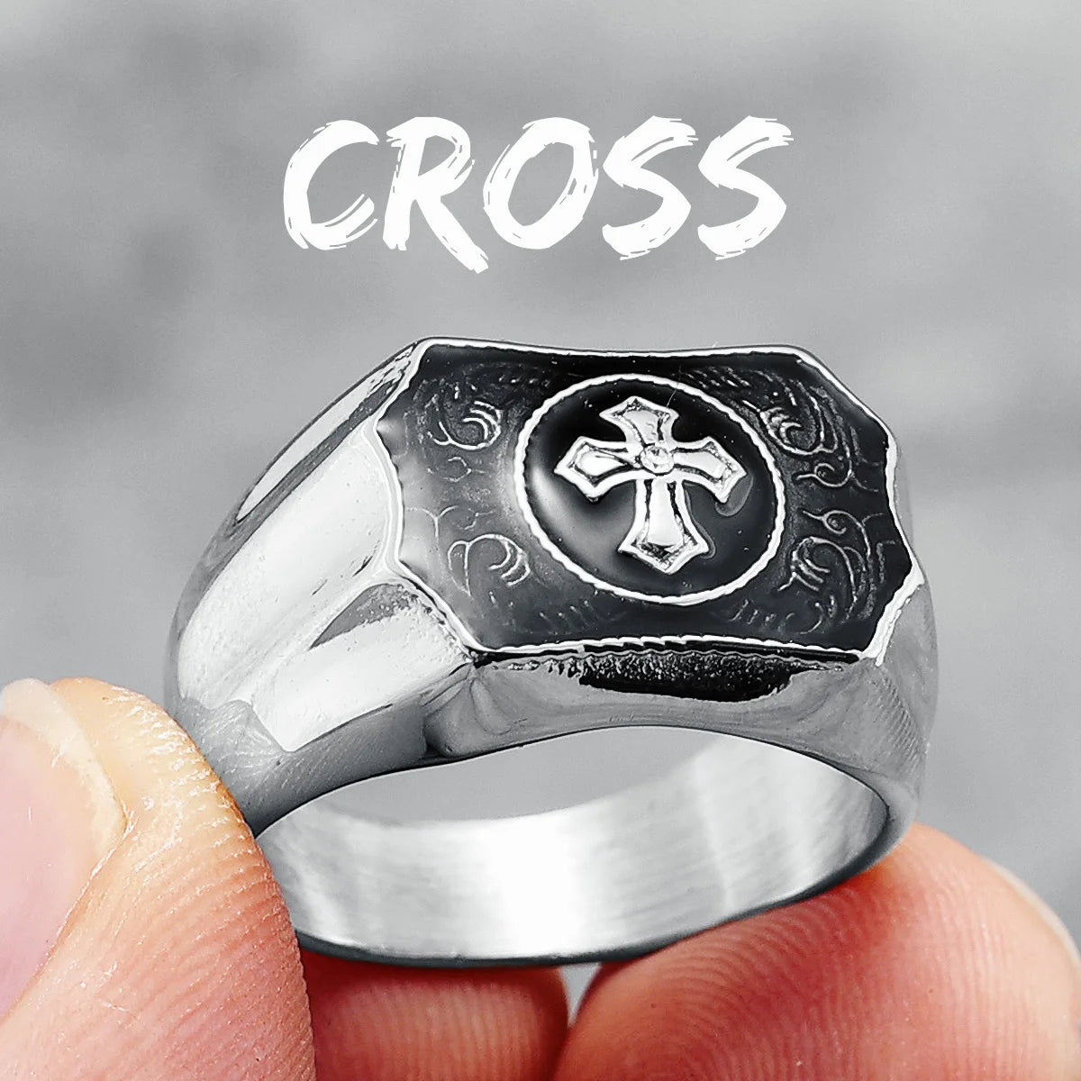 Luxury Cross Rings 316L Stainless Steel Men Ring Top Quality Religion Trendy High Polished for Male Jewelry Best Gift Wholesale