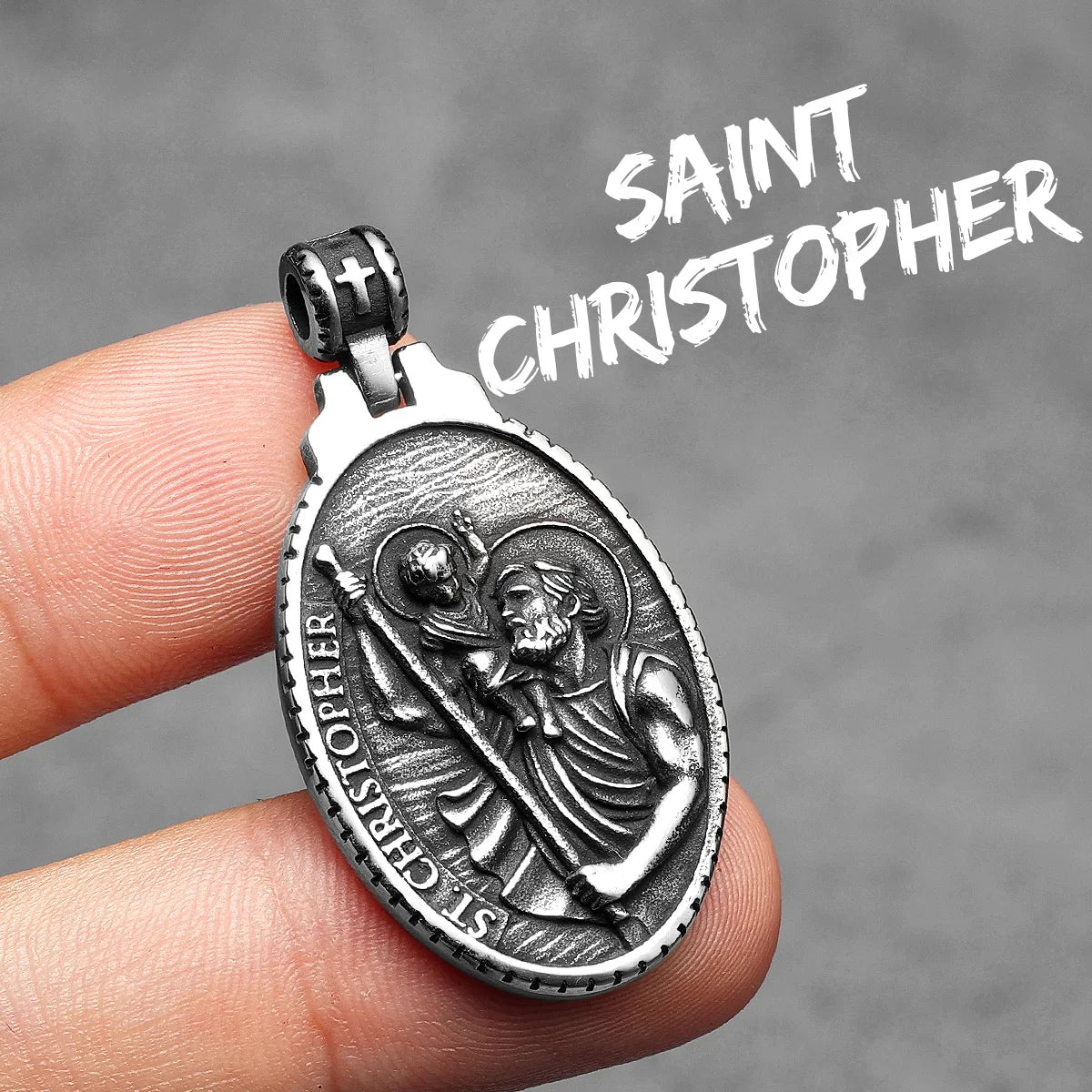 St Christopher Men Necklace 316L Stainless Steel Chain Pendant Traveler Amulet Prayer Hip Hop for Male Jewelry Gift Dropshipping