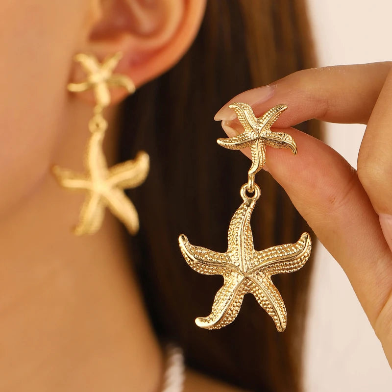 Seaside vacation retro minimalist ocean starfish earring pendant