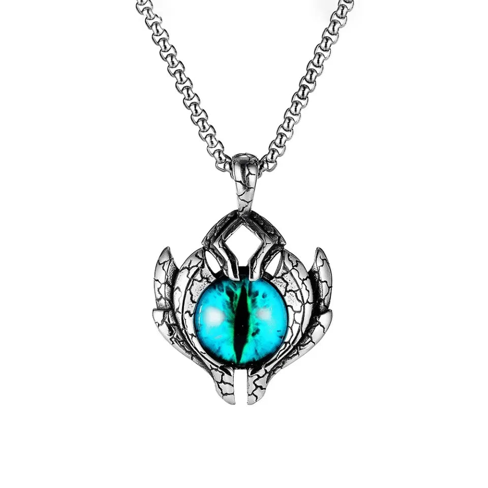 Gothic Vintage Demon Eye Pendant Necklaces For Men Women Stainless Steel Hip Hop Male Biker Jewelry Halloween Gifts Dropshipping