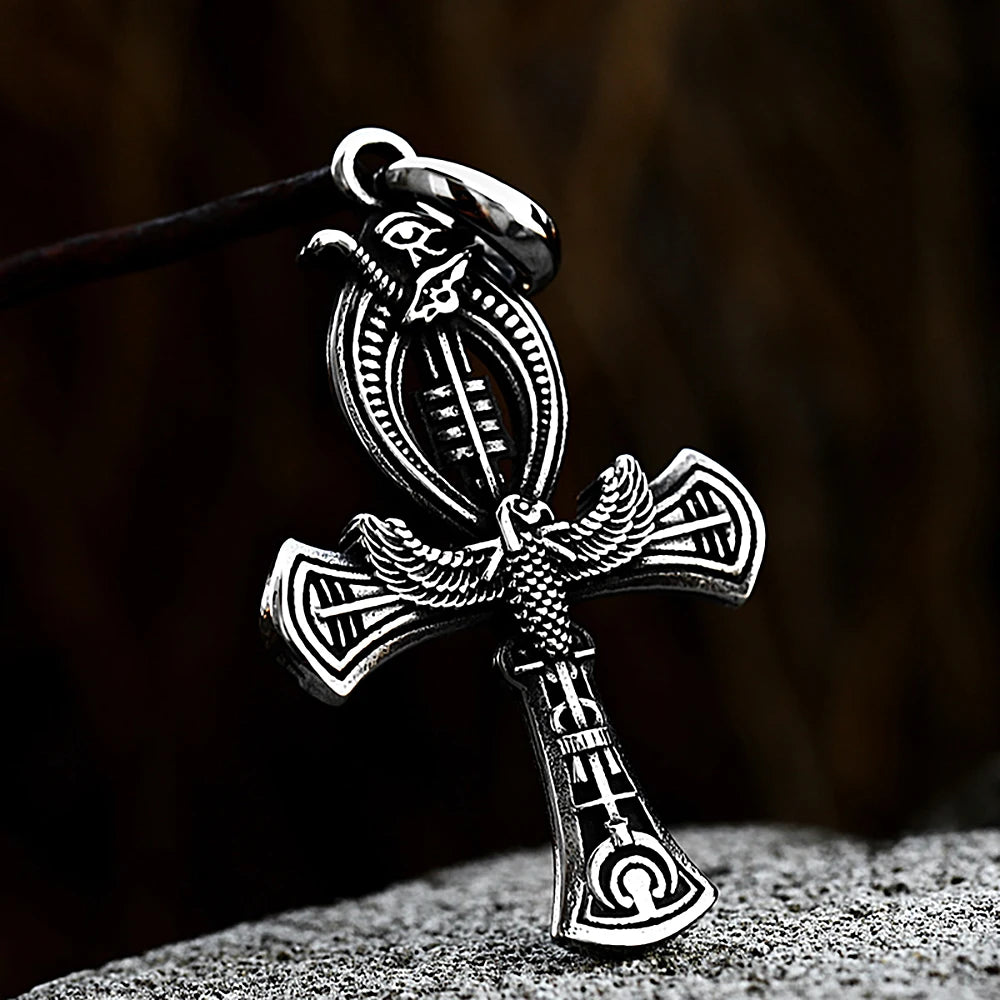 Vintage Ankh Cross Necklace Unisex 316L Stainless Steel Unique Eye Of Horus Amulet Pendant Egyptian Jewelry Gifts Dropshipping