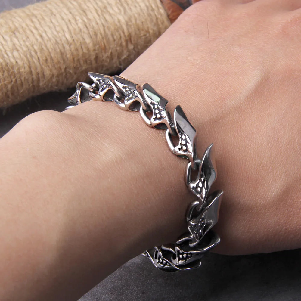 Viking Ouroboros vintage punk bracelet for men stainless steel fashion Jewelry hippop street culture