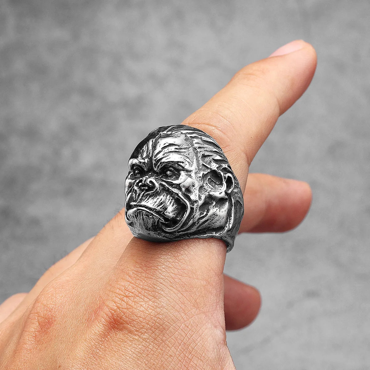 Gorilla Monkey Ring Stainless Steel Men Rings Wild Animal Punk Retro for Male Rock Jewelry Jewelry Gift Dropshipping Iron Studio