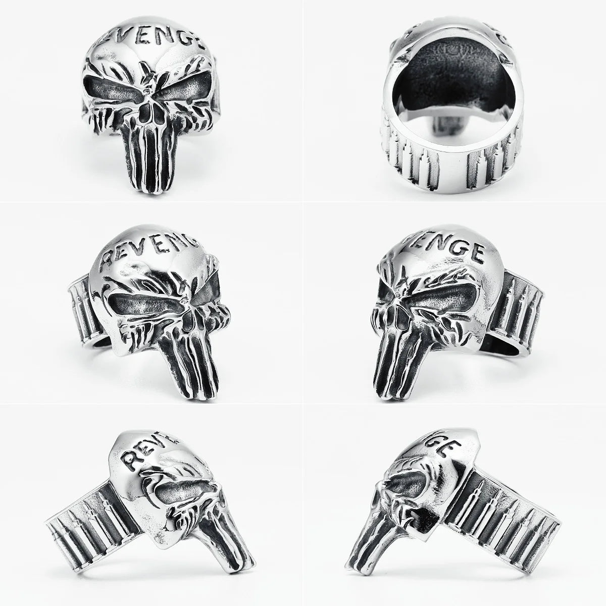 Bague en acier inoxydable 316L pour homme, motif tête de mort, style punk rock, démon, vengeance, rap, fête, motard, petit ami, bijoux, meilleur cadeau