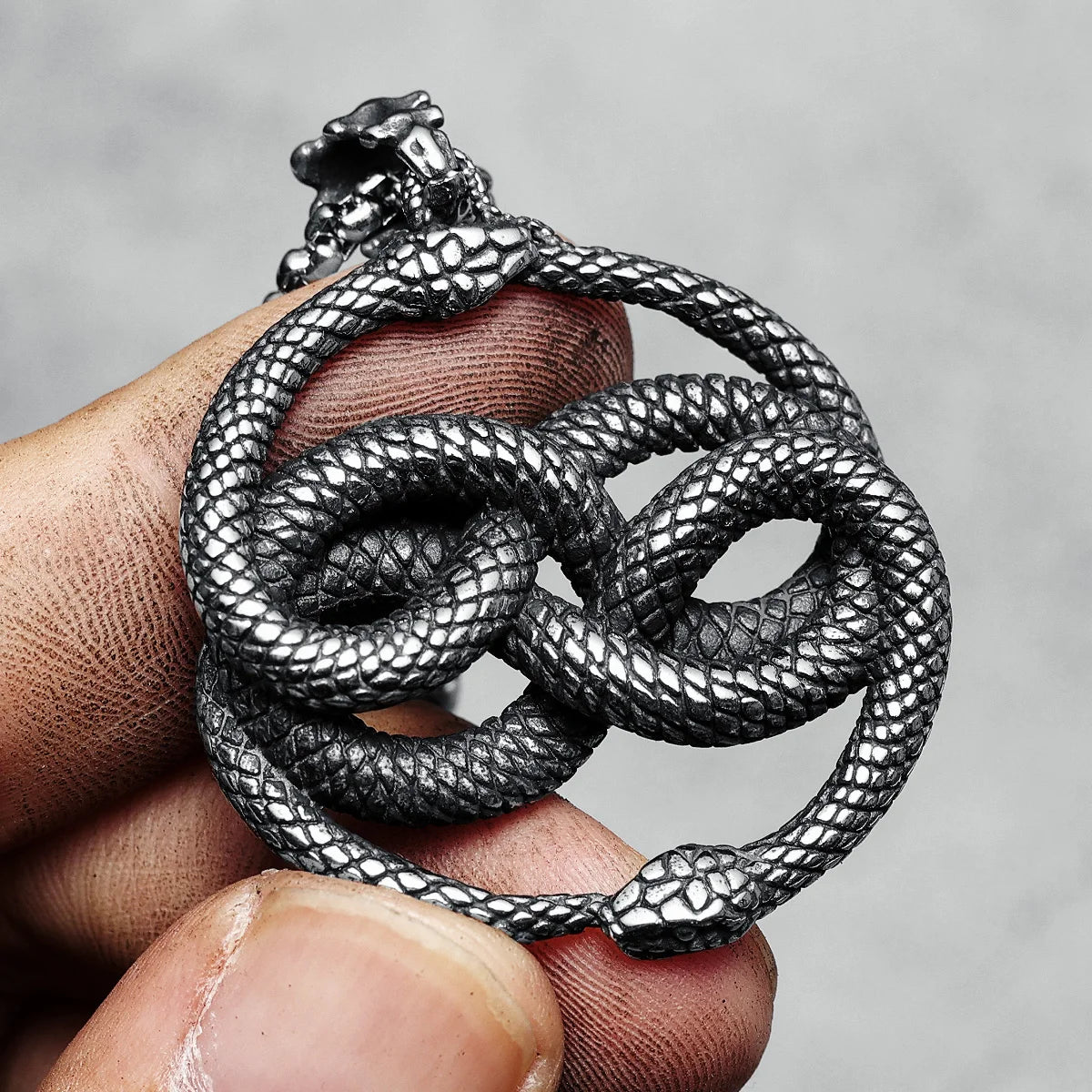 Ouroboros Snakes Pendant Men Necklace 316L Stainless Steel Python Chain Rap Rock Punk Party for Friend Male Jewelry Best Gift