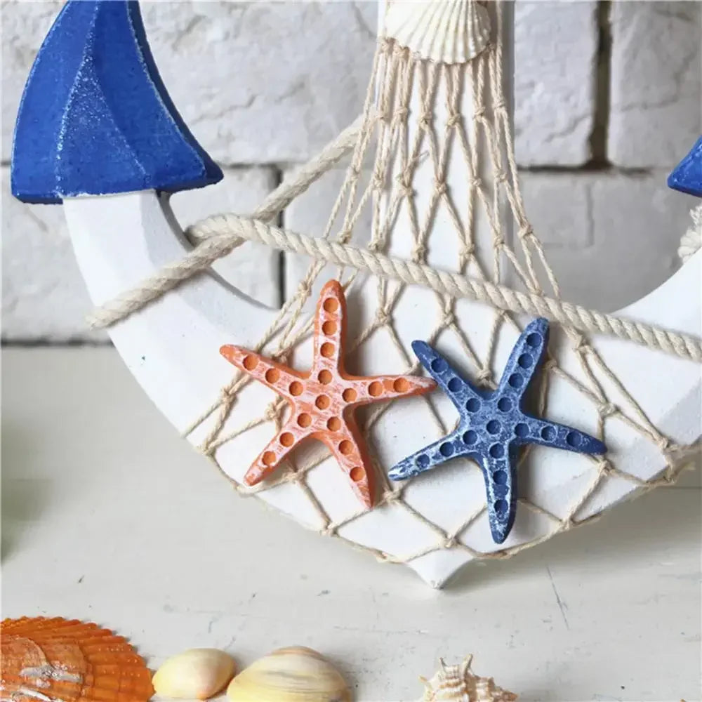 Creative Wood Mediterranean Boat Anchor Ship Wheel Crafts Art Wall Hanging Nautical Decor Vintage Home Party Decorations
