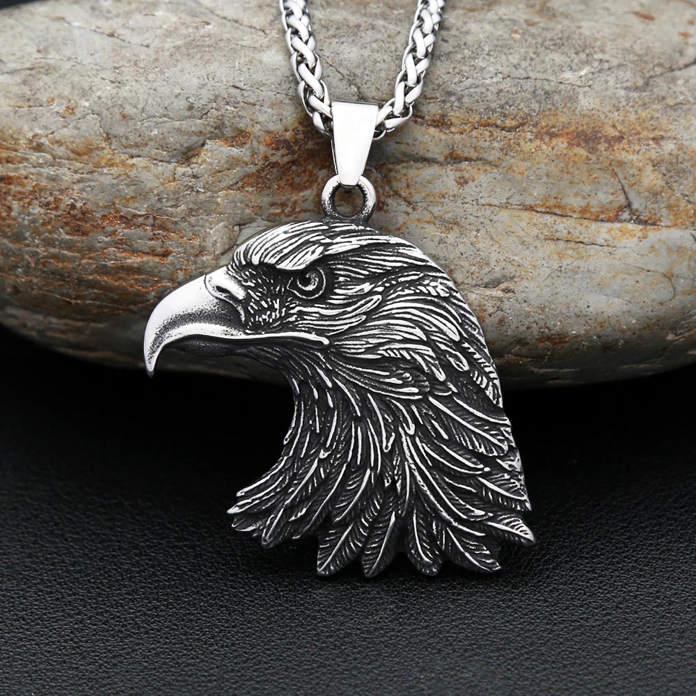 Gothic Vintage Eagle Head Pendant Necklaces For Men Women 316L Stainless Steel Fashion Punk Flag Statue of Liberty Jewelry Gifts