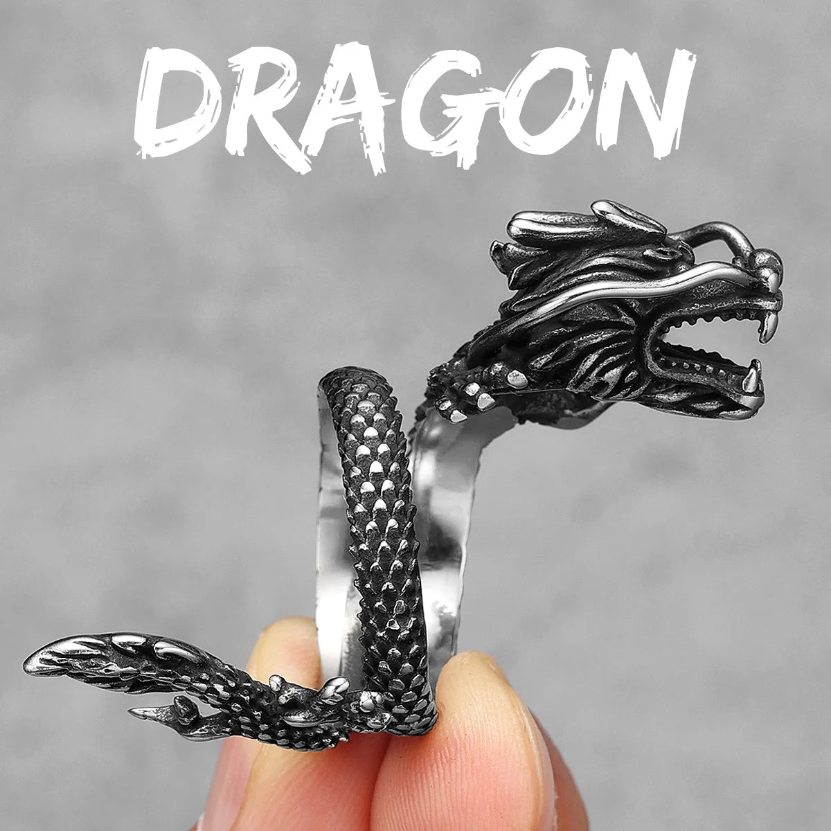 Chinese Dragon Ring 316L Stainless Steel Men Rings Punk Rock for Male Vintage Jewelry Xmas Creativity Gift Accessories Wholesale