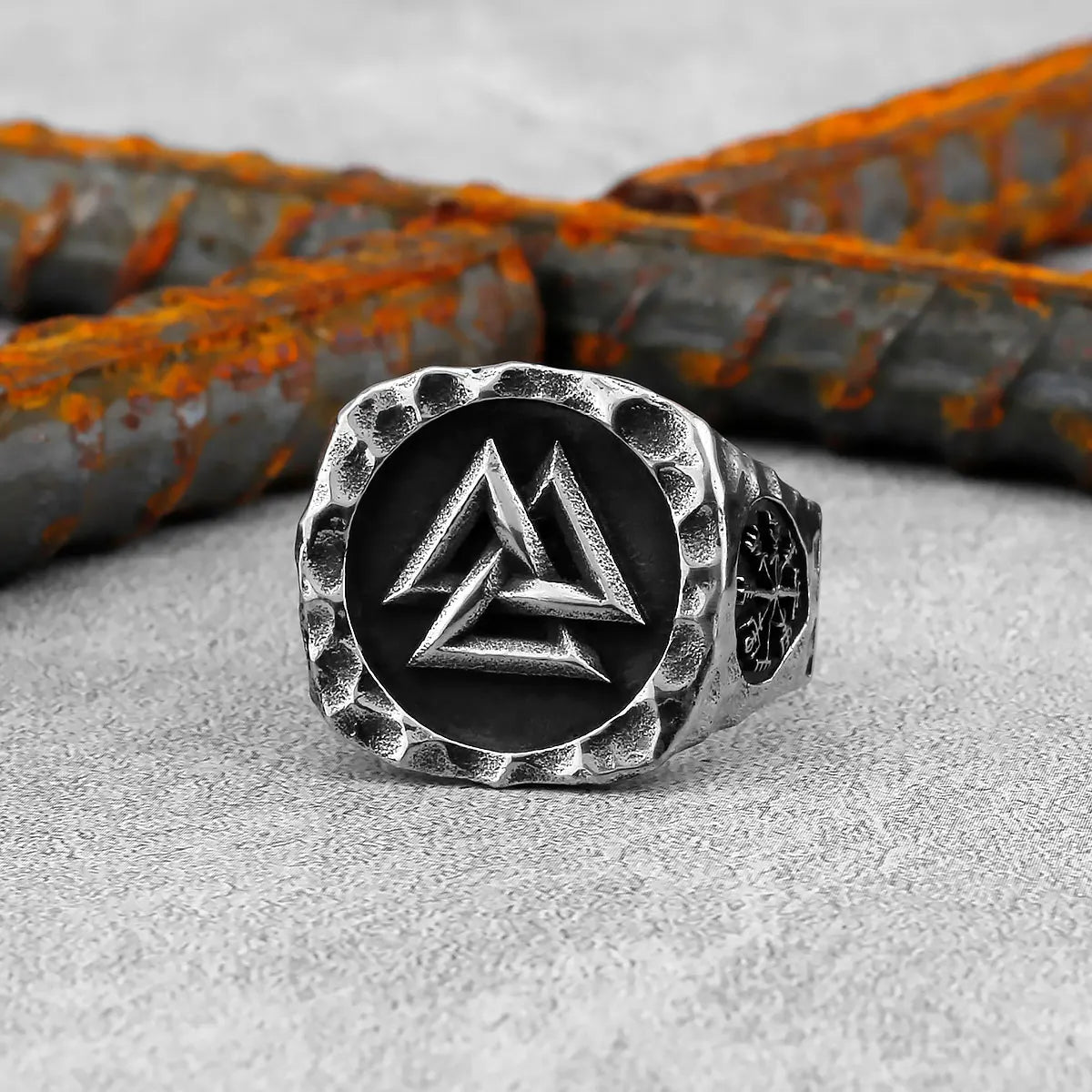 Anillo de acero inoxidable con nudo celta vikingo para hombre, estilo nórdico vintage, con brújula nórdica, señal de carretera, amuleto, joyería, envío directo