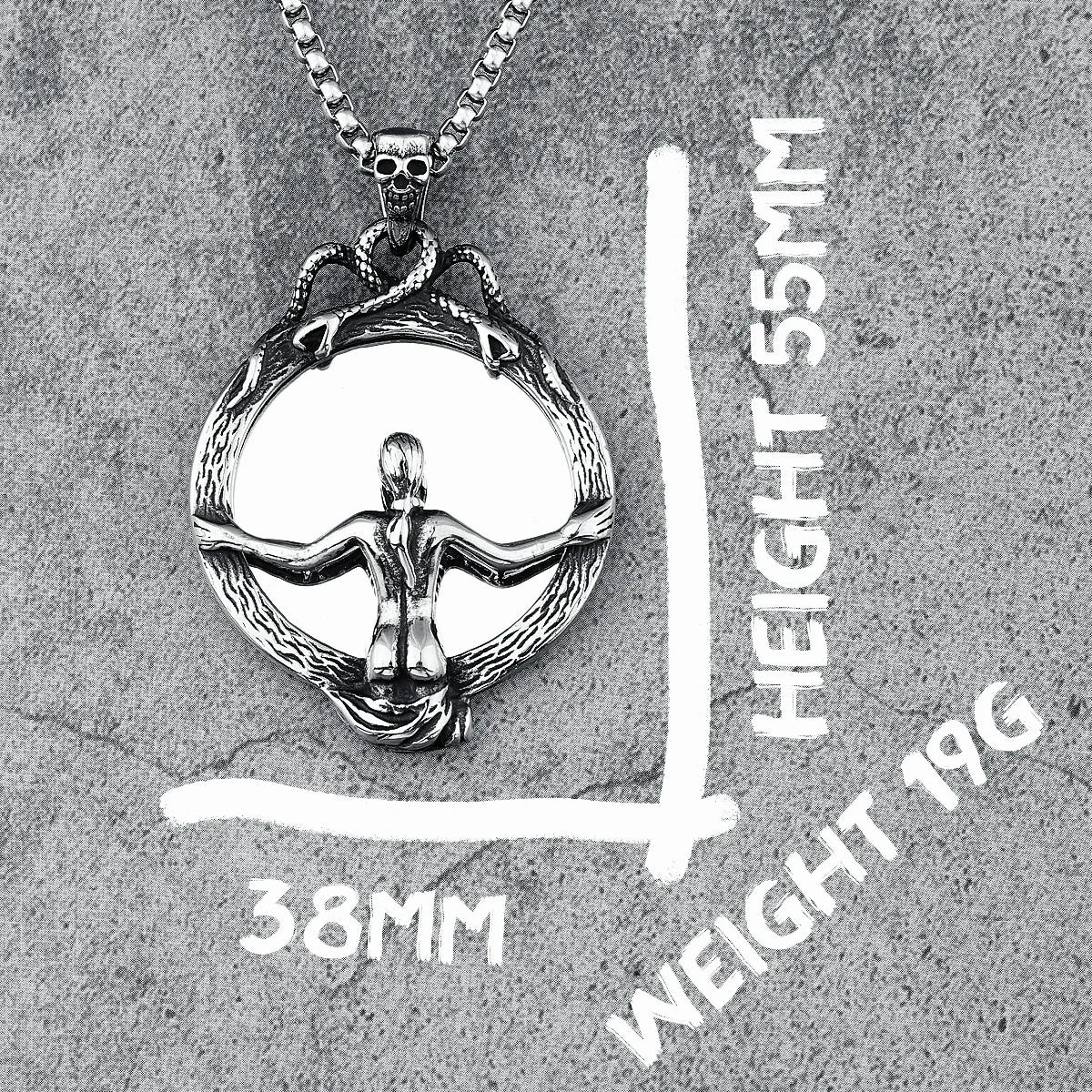 Magic Mirror Necklace Stainless Steel Men Skull Pendant Chain Vintage Punk Rock Hip Hop Rap for Friend Jewelry Gift Dropshipping