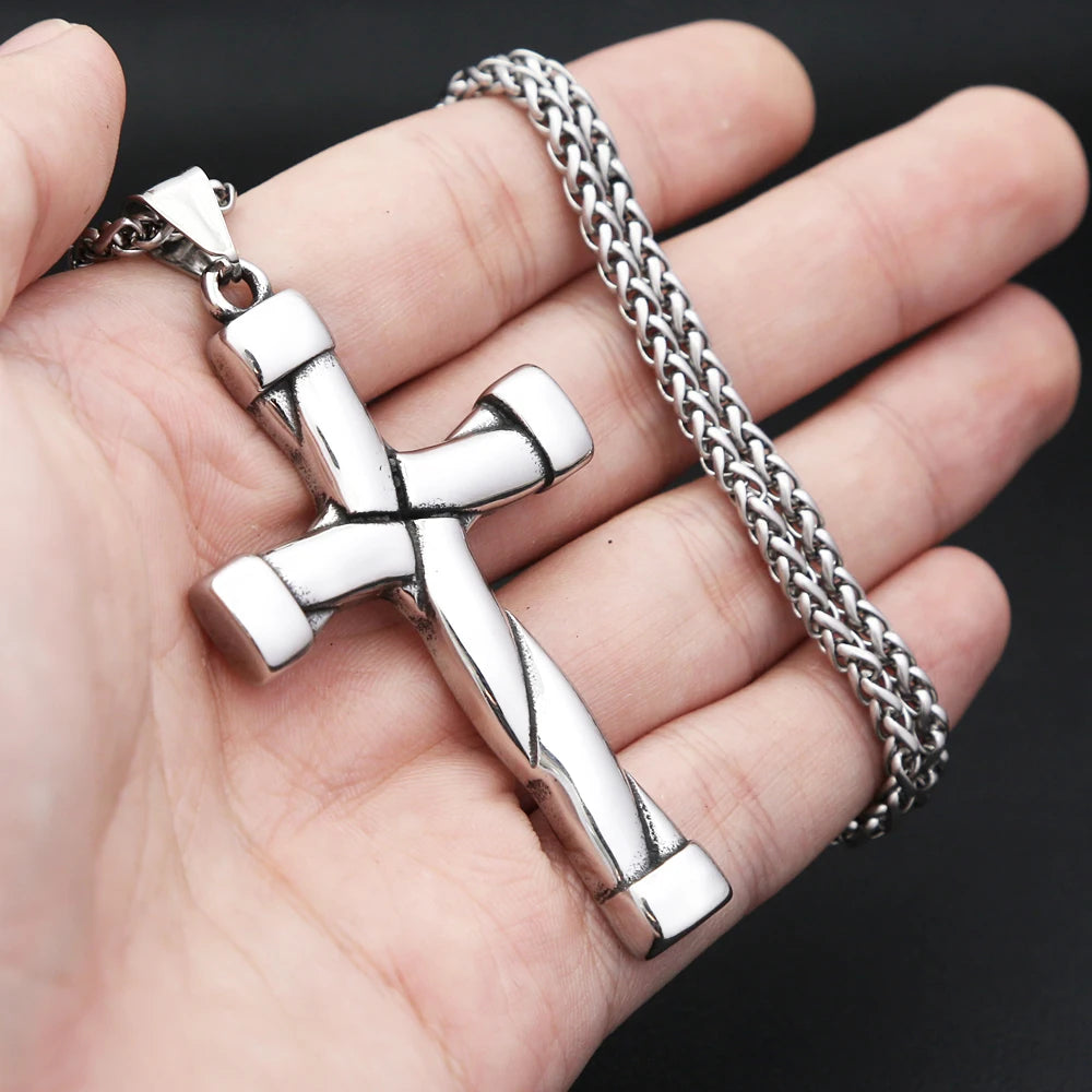 New Unique Design Cross Pendant Necklace For Men Women Punk Hip Hop Stainless Steel Christian Necklaces Fashion Charm Jewelry