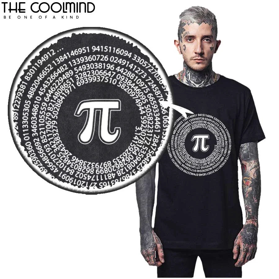 COOLMIND QI0222A Camiseta de manga corta 100 % algodón con estampado de matemáticas para hombre, informal, cuello redondo, estilo urbano, divertida y holgada, para verano