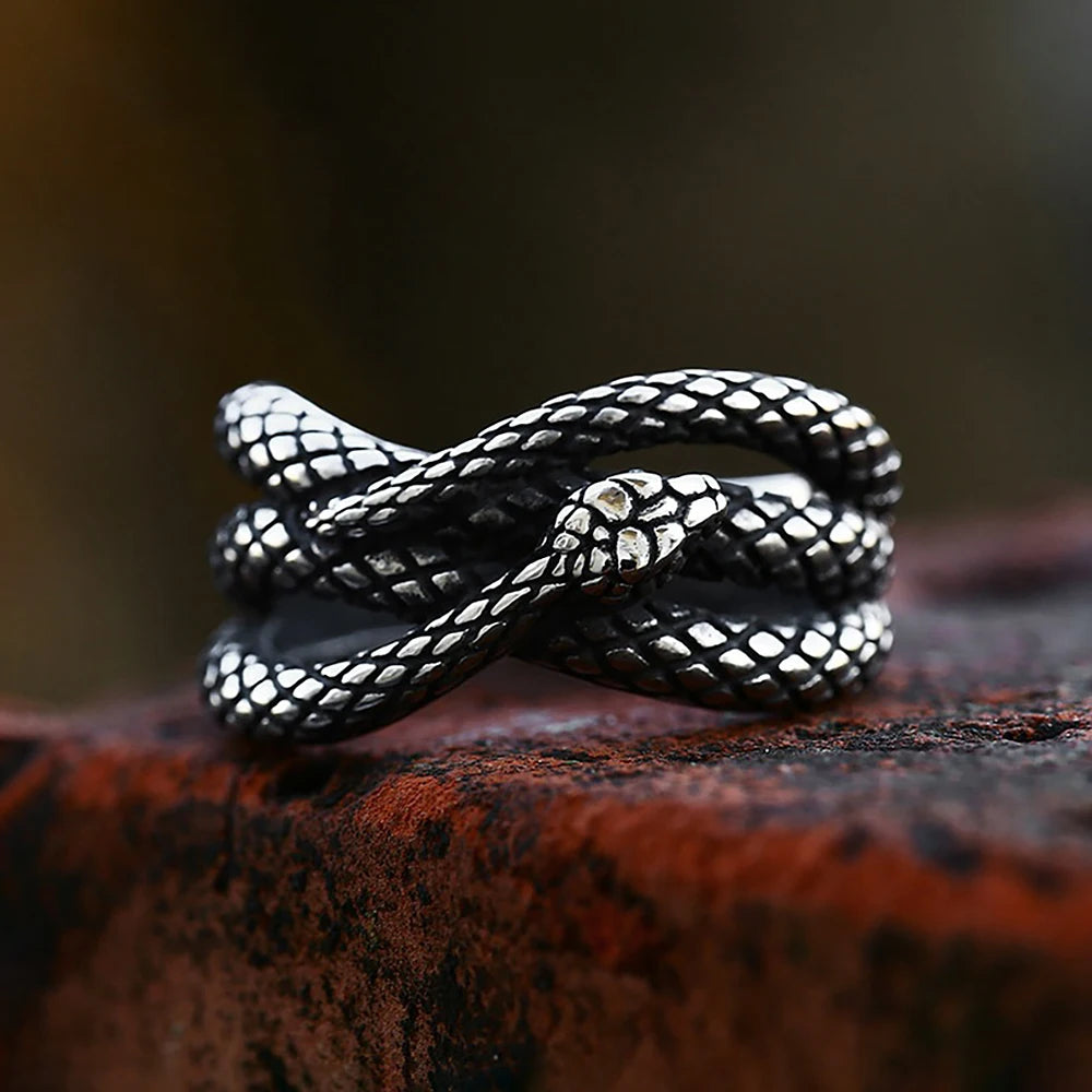 New Fashion Stainless Steel 3D Snake Rings For Men Women Cool Punk Hip Hop Animal Ring Charm Party Jewelry Gifts Dropshipping