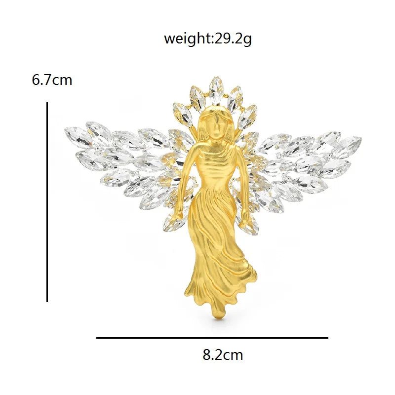 Wuli&baby Shining Wings Angel Brooches For Women With Rhinestone-wing Beautiful Lady Party Office Brooch Pins Gifts